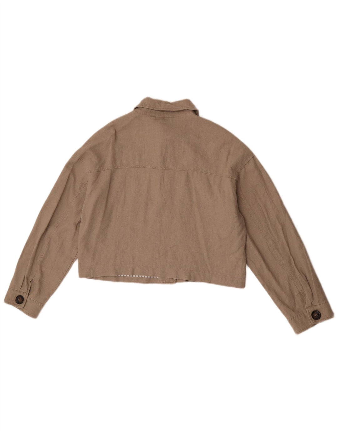 Zara Womens Crop Oversized Bomber Jacket UK 10 Small Beige Lenn