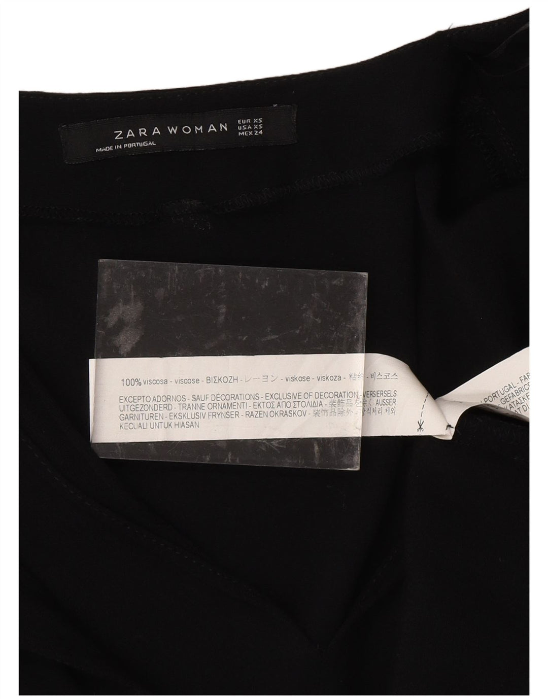 ZARA Γυναικεία μπλούζα 3/4 μανίκια τοπ UK 6 XS Μαύρη βισκόζη