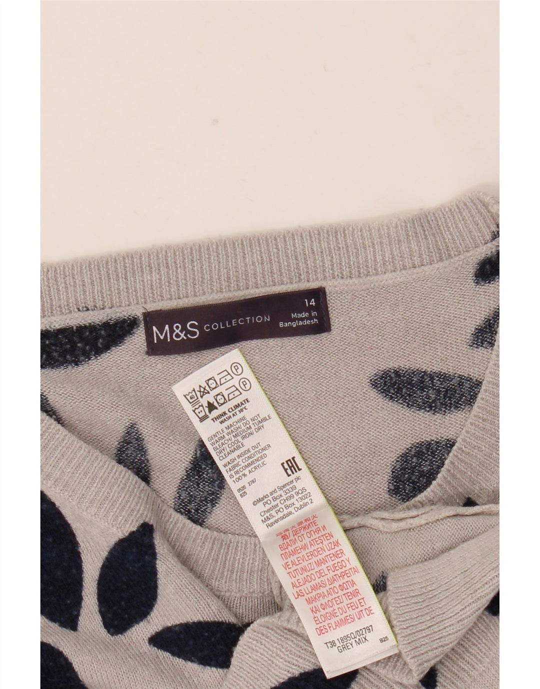 Marks & Spencer Γυναικείο πουλόβερ με λαιμόκαυστο UK 14 Large Grey