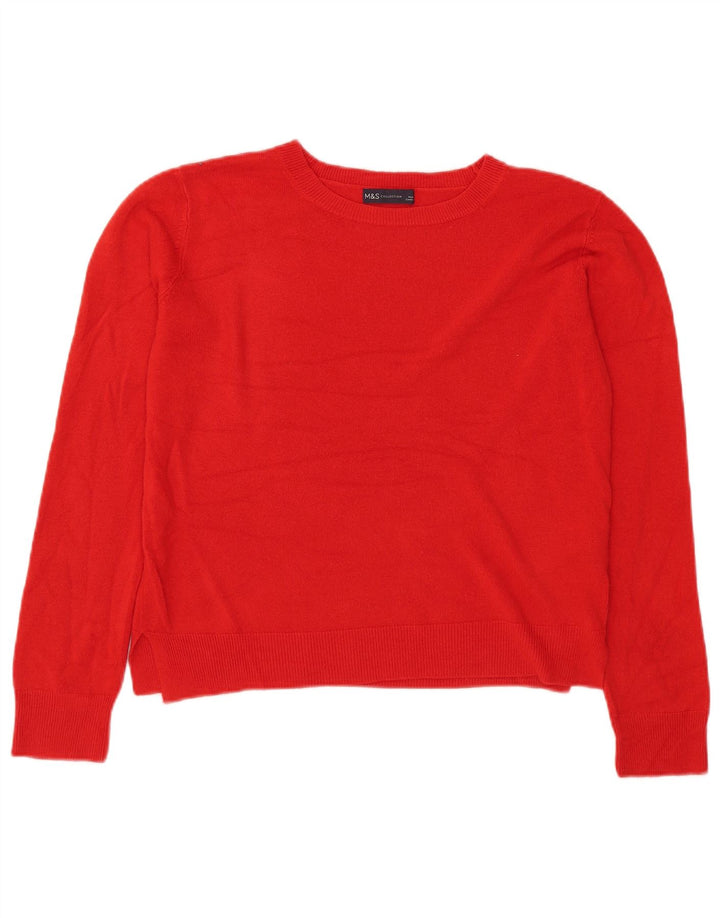 Marks & Spencer Γυναικείο πουλόβερ Crop Crew Neck Jumper UK 12 Medium Red