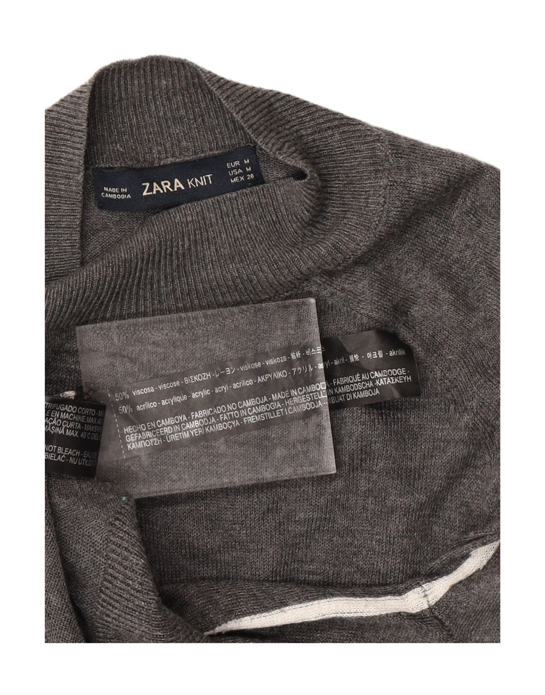 ZARA γυναικείο πουλόβερ με λαιμόκοψη χελώνας UK 12 μεσαίο γκρι βισκόζη