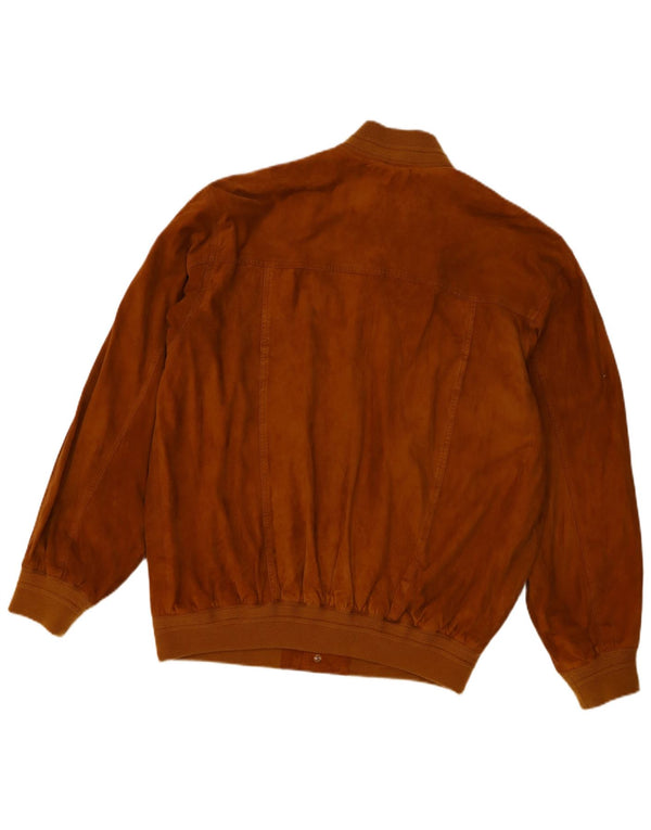 Vintage Mens Suede Bomber Jacket UK 40 Large Brown Leather
