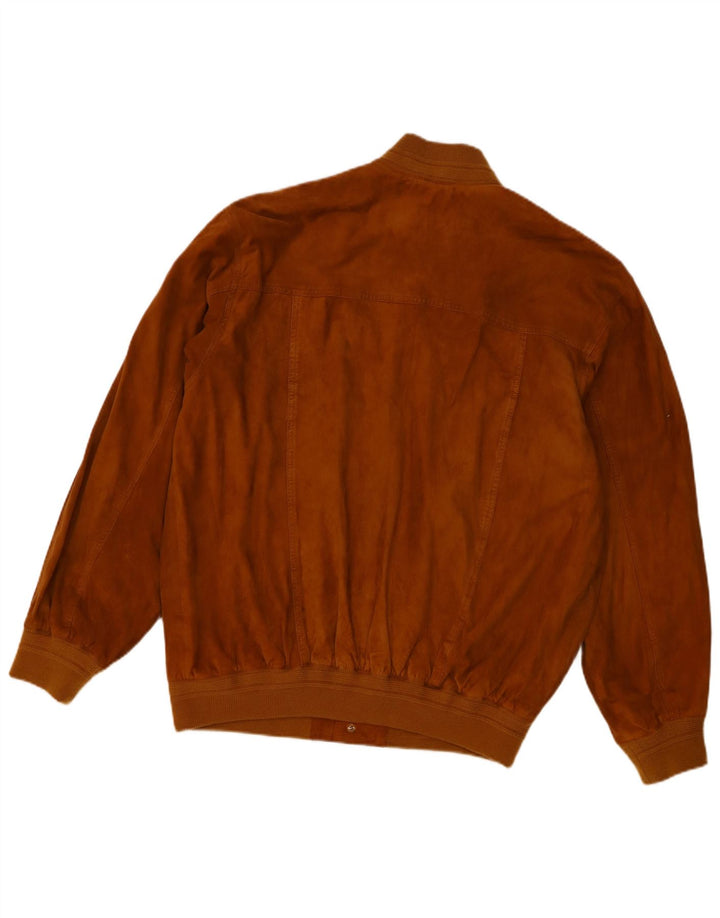Vintage Ανδρικό Suede Bomber Jacket UK 40 Large Brown Δερμάτινο