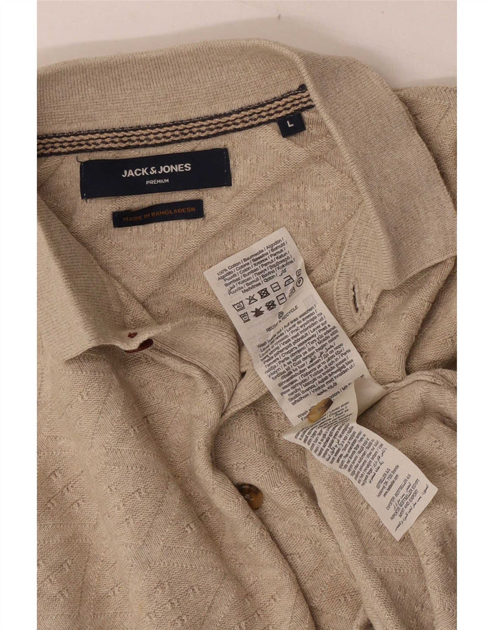Jack & Jones Ανδρικό μπλουζάκι πόλο μεγάλο μπεζ βαμβακερό