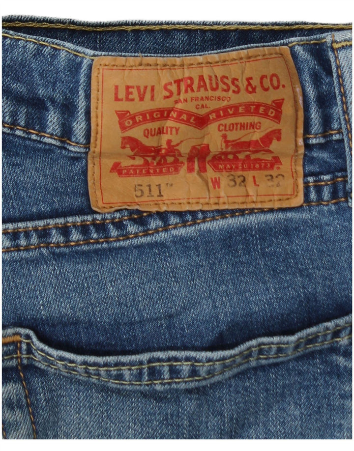 LEVI'S Mens 511 Acid Wash Slim Jeans W32 L32 Μπλε βαμβακερό