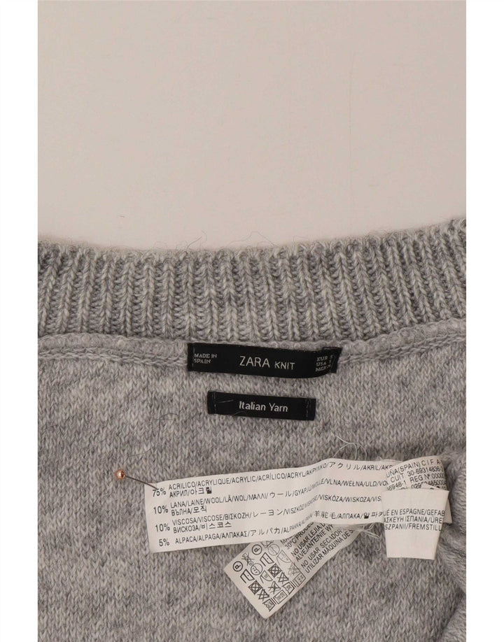 Zara γυναικείο ασύμμετρο πουλόβερ με λαιμόκοψη σε μεγάλο μέγεθος UK 10 Small Grey
