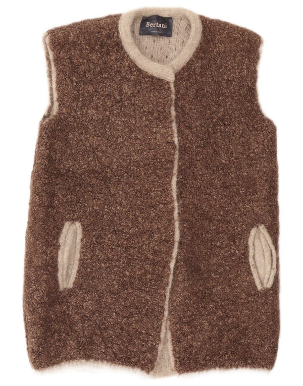 Vintage Γυναικείο Αμάνικο Ανοιχτό Ζακέτα UK 14 Μεσαίο Καφέ