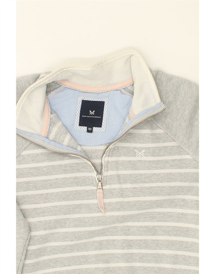 CREW CLOTHING Womens Zip Neck Sweatshirt Jumper UK 10 Small Grey Striped | Vintage Crew Clothing | Thrift | Second-Hand Crew Clothing | Used Clothing | Messina Hembry 