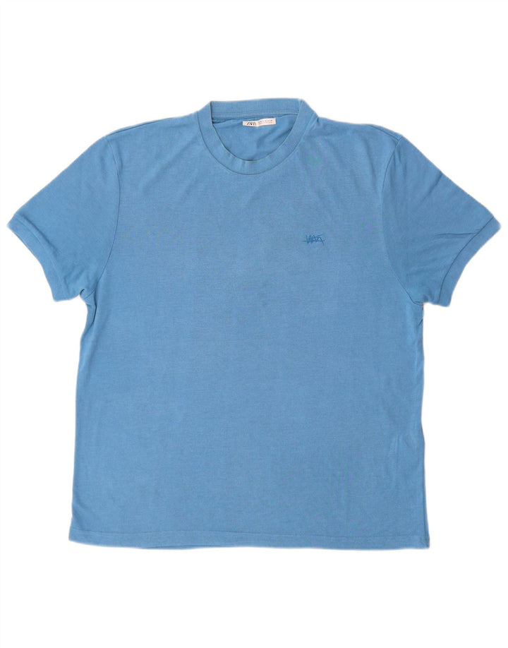 Ανδρικό T-Shirt Zara Top μεσαίο μπλε βισκόζη