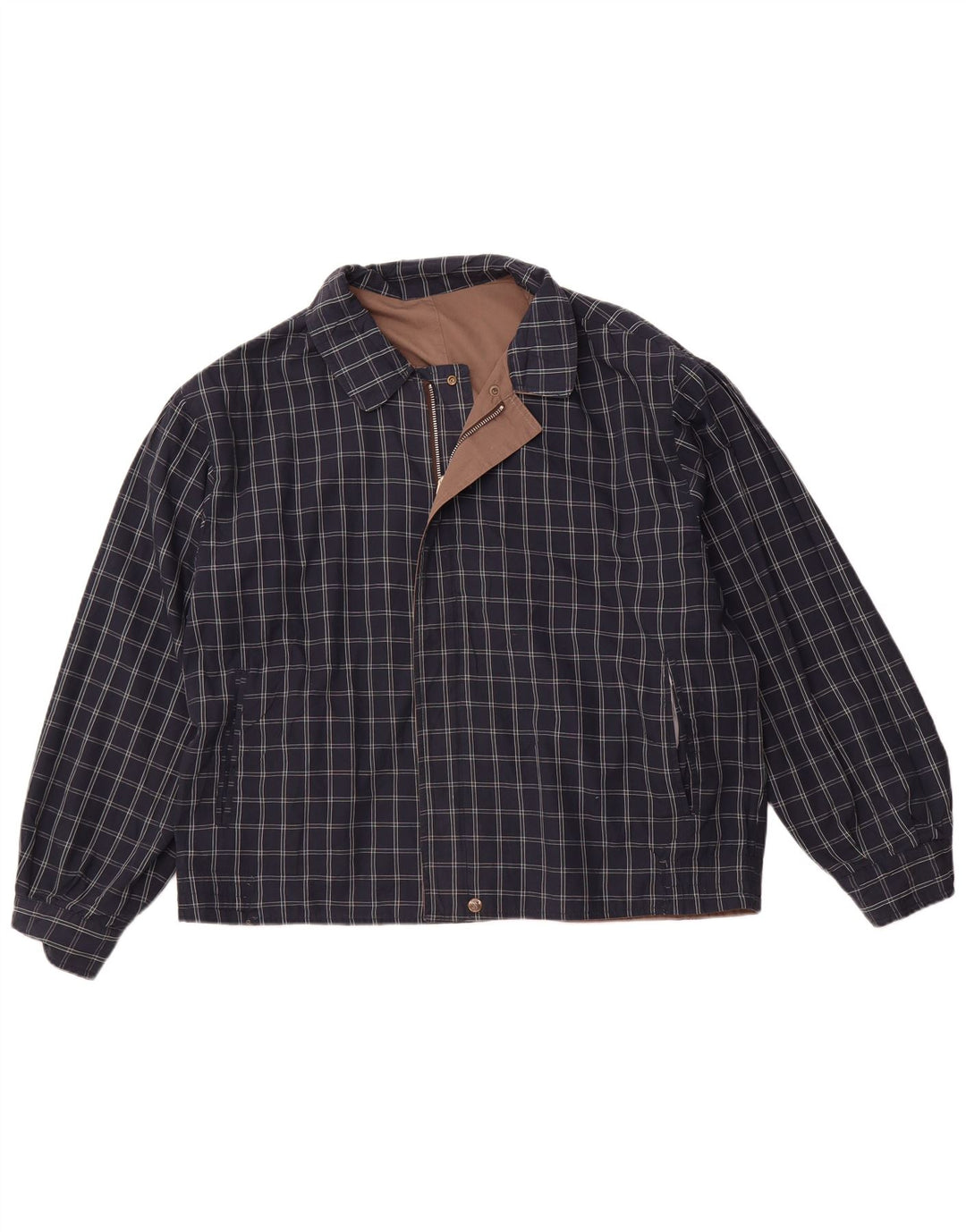 VINTAGE Ανδρικό αναστρέψιμο μπουφάν UK 40 Large Brown Check Polyester