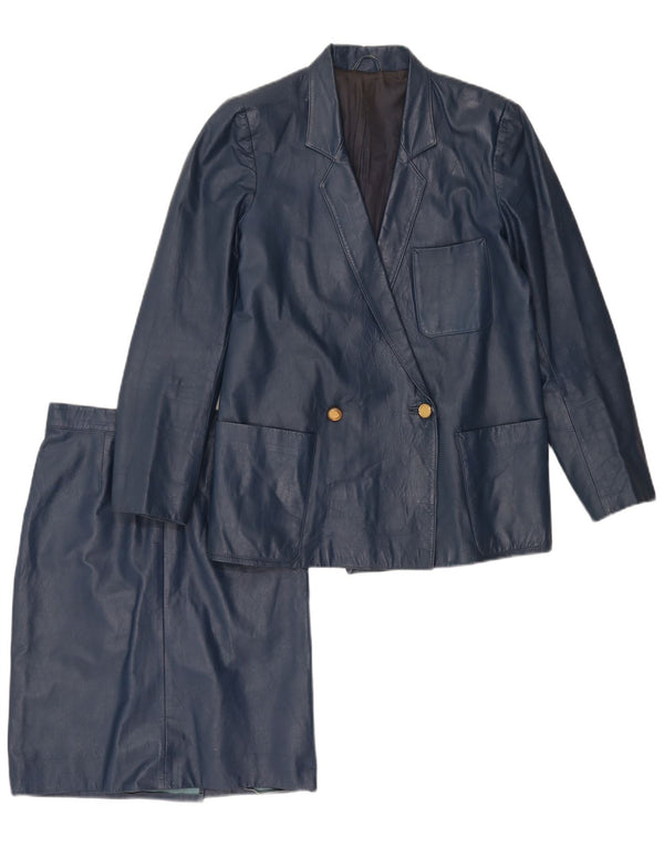 Vintage γυναικεία φαρδιά φούστα 2 τεμαχίων σετ UK 10 Small W24 Navy Blue