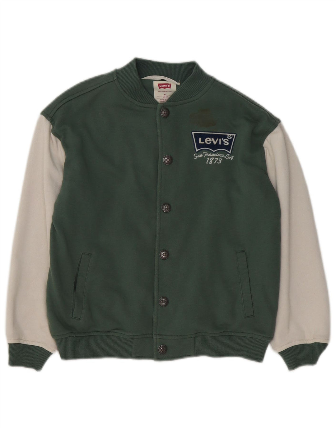 Levi's Boys Graphic Varsity Jacket 7-8 Years Green Colourblock Cotton