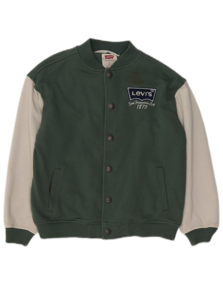 Levi's Boys Graphic Varsity Jacket 7-8 Years Green Colourblock Cotton