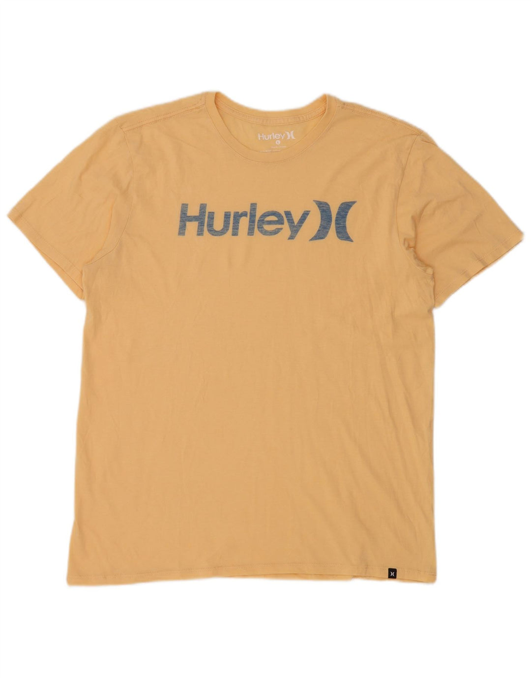 HURLEY Ανδρικό γραφικό T-Shirt Top μεγάλο κίτρινο βαμβακερό