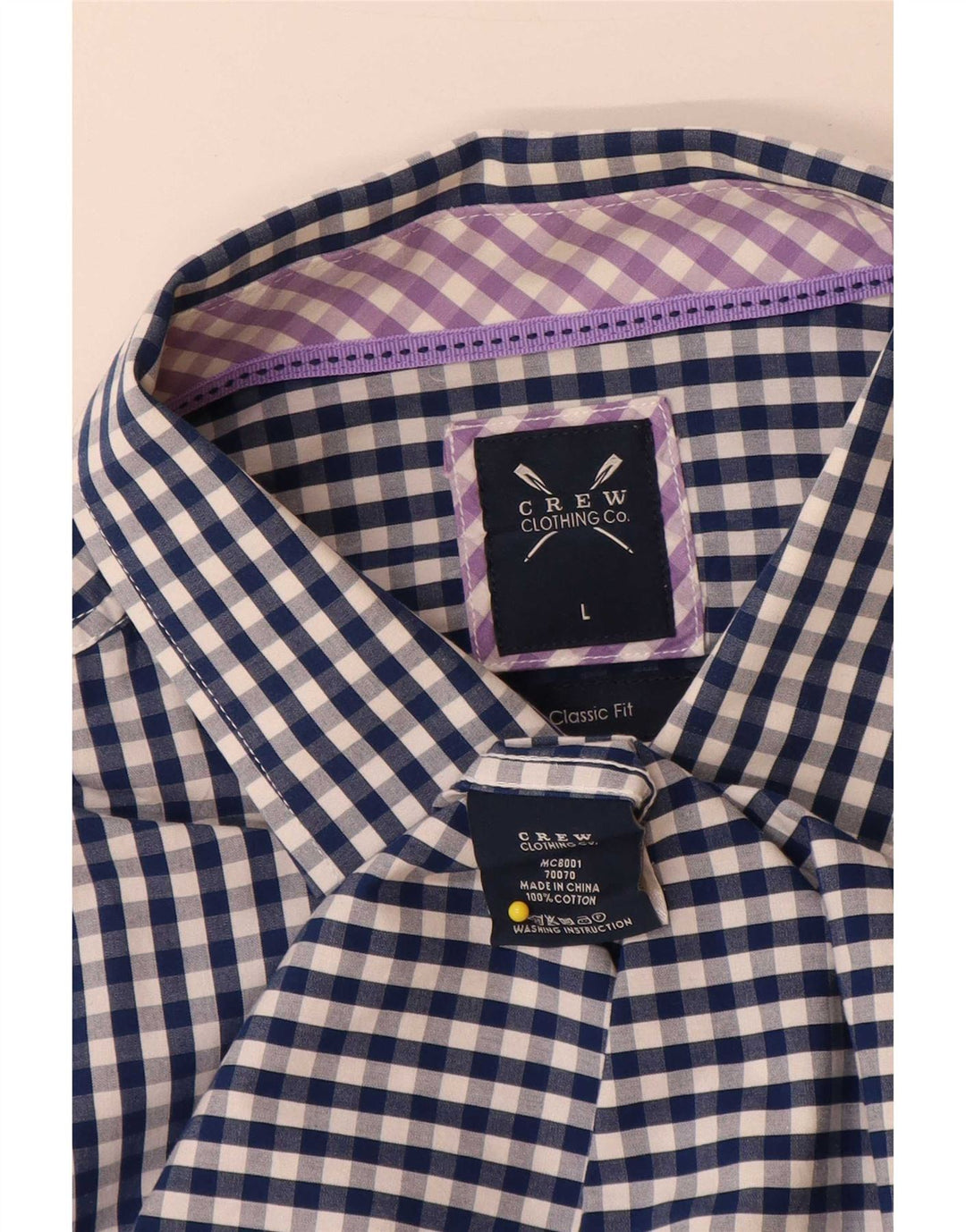 Crew Clothing Ανδρικό πουκάμισο Classic Fit μεγάλο μπλε βαμβακερό Gingham
