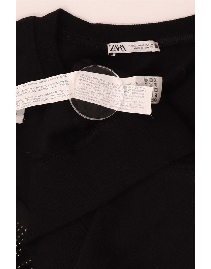Zara Γυναικεία φούτερ υπερμεγέθη Jumper UK 14 Μεσαίο μαύρο βαμβακερό