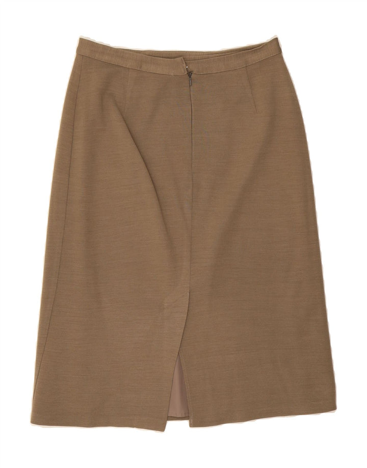 ST MICHAEL Womens A-Line Skirt UK 14 Medium W28 Beige Acrylic Vintage St Michael and Second-Hand St Michael from Messina Hembry 