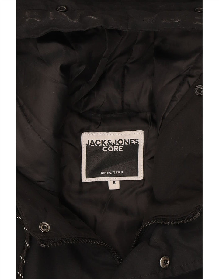 JACK & JONES Mens Hooded Windbreaker Jacket UK 36 Small Black Vintage Jack & Jones and Second-Hand Jack & Jones from Messina Hembry 