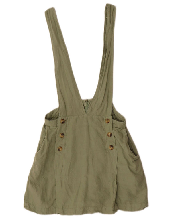 Zara Γυναικείο σορτς Dungarees Small W28 Χακί Λινό