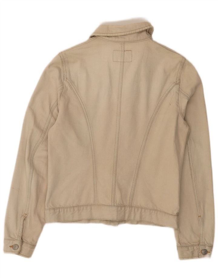 Rifle Γυναικείο Crop Τζιν Μπουφάν UK 12 Medium Beige βαμβακερό