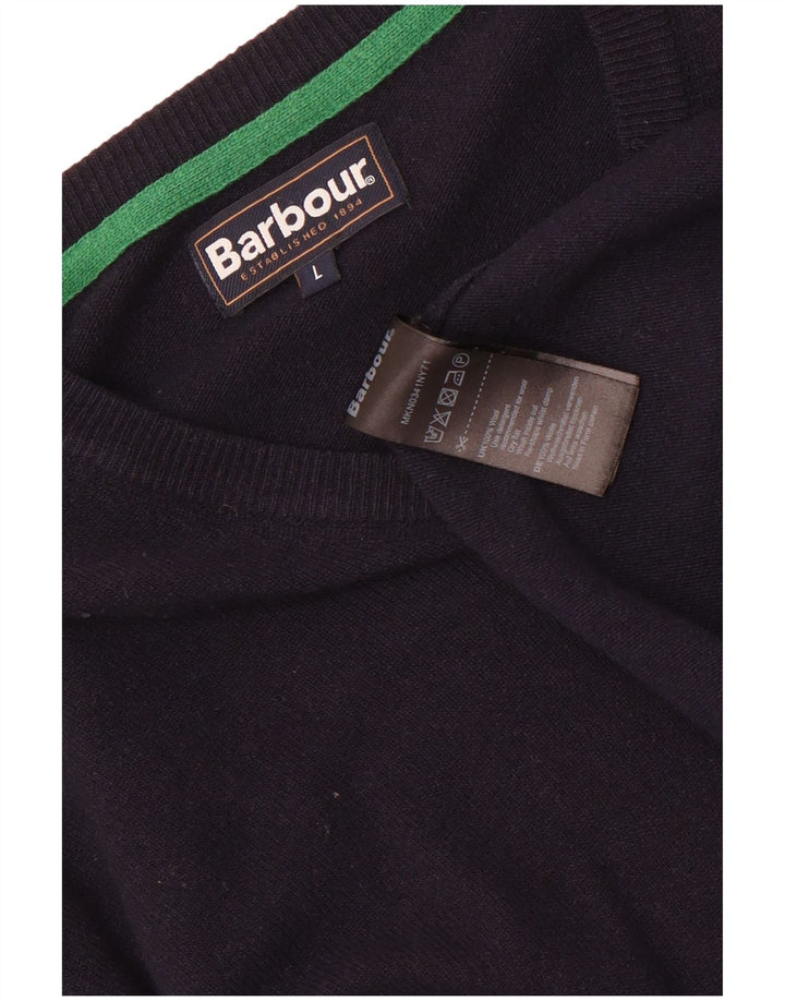Ανδρικό πουλόβερ Barbour με λαιμόκοψη με λαιμόκοψη, μεγάλο μπλε μάλλινο