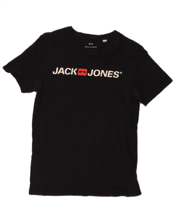 Jack & Jones Ανδρικό γραφικό T-Shirt Top Μεσαίο μαύρο βαμβακερό