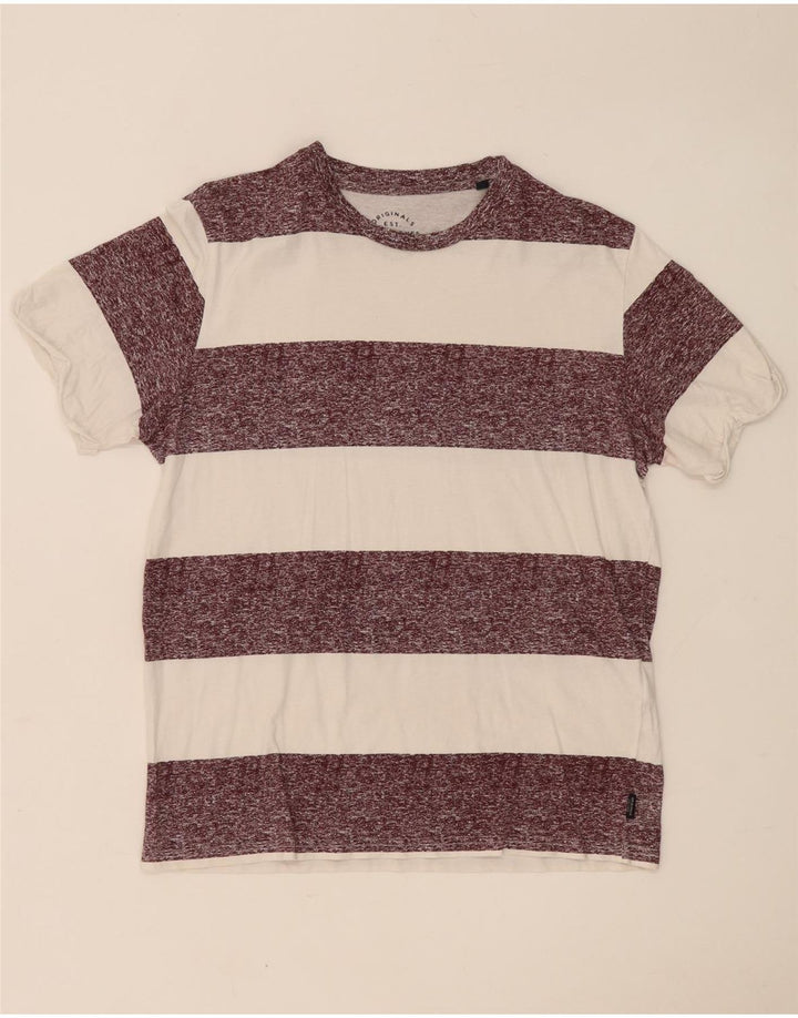Jack & Jones Ανδρικό T-Shirt Μπλουζάκι από μεσαίο λευκό βαμβακερό ριγέ