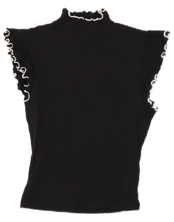 Zara Γυναικεία Μπλούζα Crop Top UK 8 Small Black Polyamide