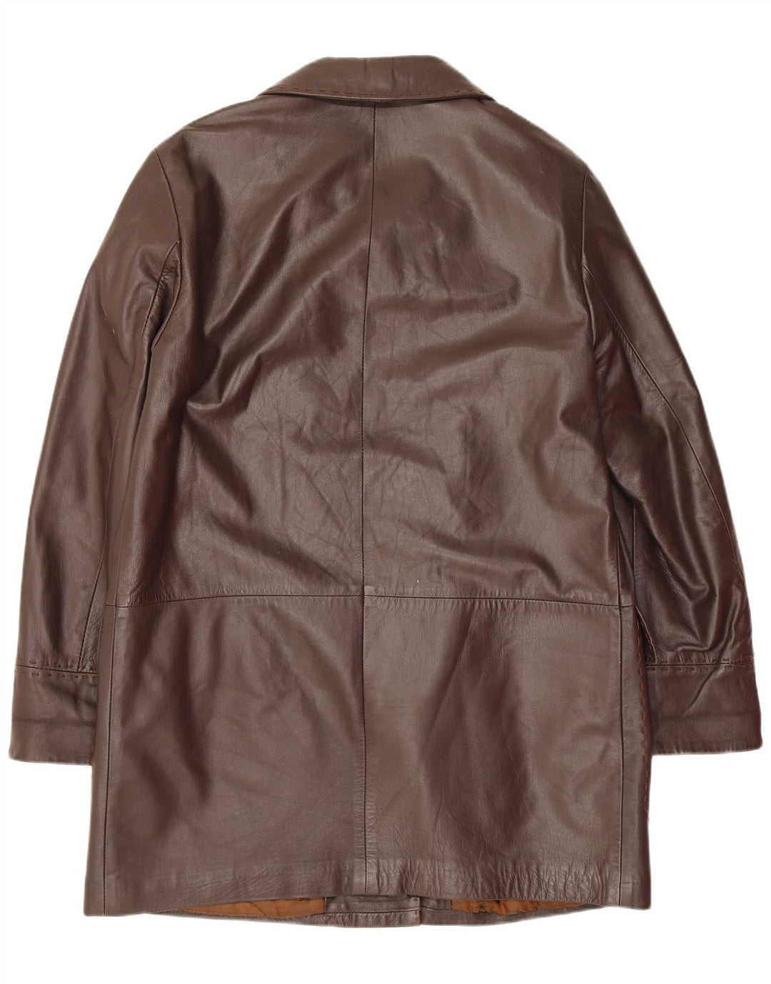 Vintage Γυναικείο Loose Fit Δερμάτινο Παλτό IT 44 Μεσαίο Καφέ Classic