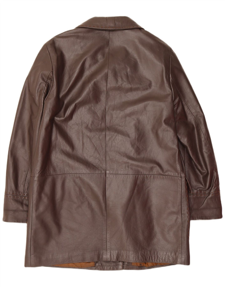 Vintage Γυναικείο Loose Fit Δερμάτινο Παλτό IT 44 Μεσαίο Καφέ Classic