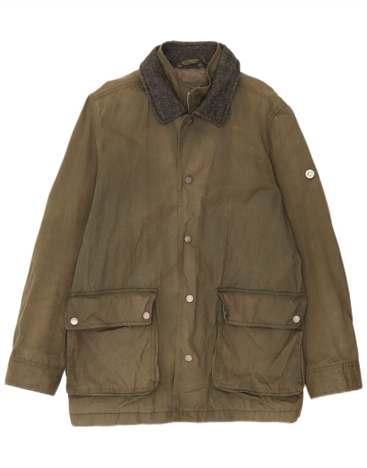 Ben Sherman Ανδρικό κερωμένο βαμβακερό μπουφάν UK 38 Medium Khaki Cotton