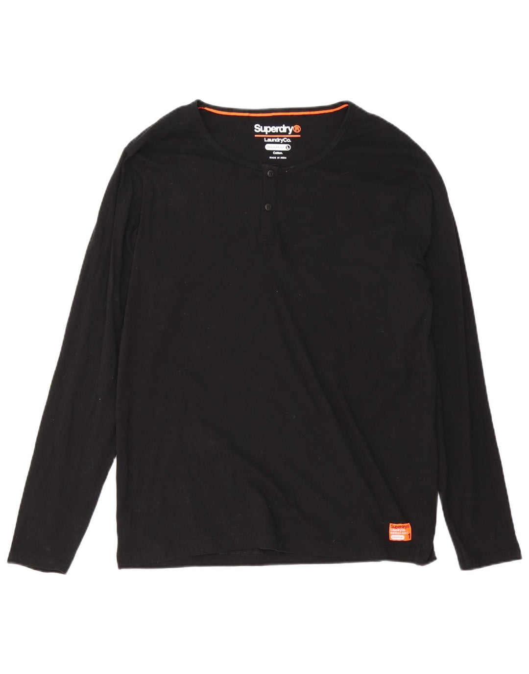Superdry Ανδρικό κανονικό μπλουζάκι μακρυμάνικο 2XL μαύρο βαμβακερό