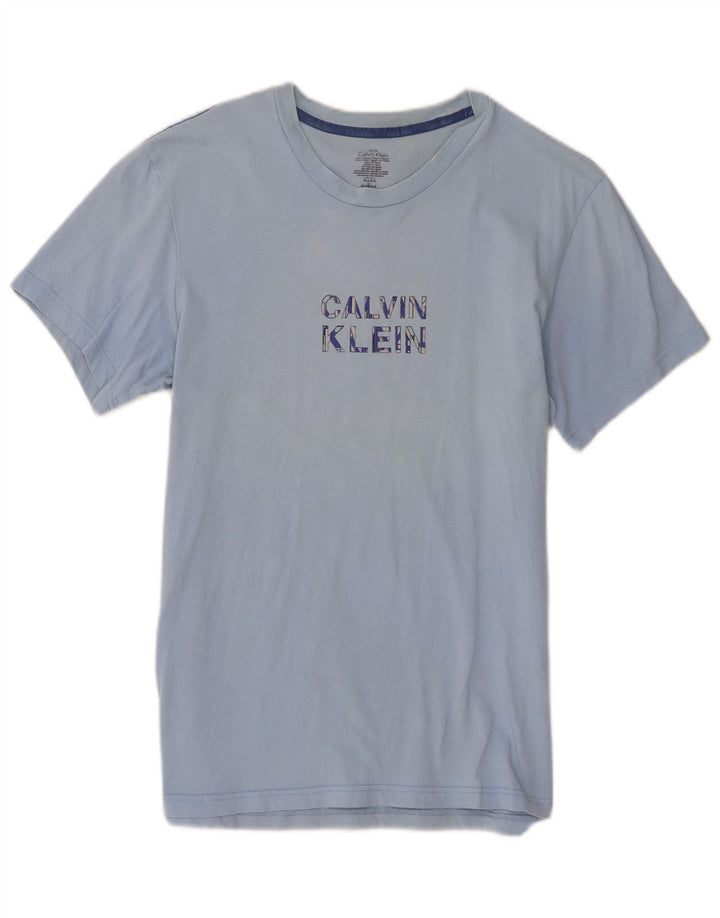 Ανδρικό γραφικό T-Shirt Calvin Klein Top από μεσαίο μπλε βαμβακερό