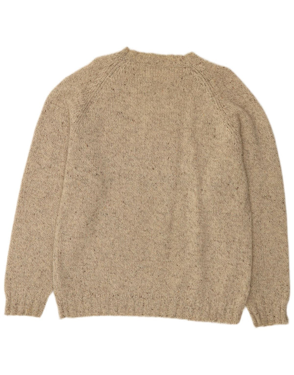 Old England Mens Crew Neck Jumper Sweater XL Beige Flecked New Wool