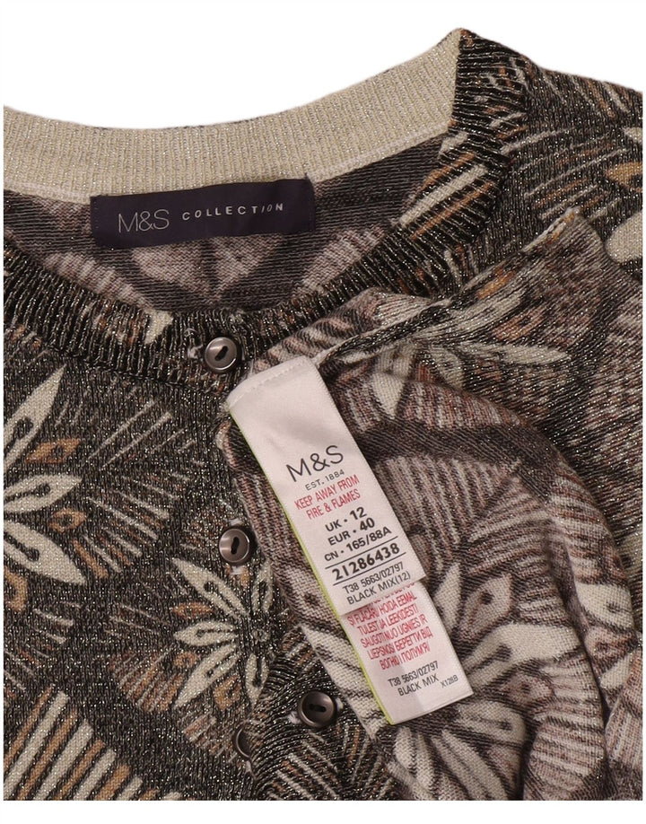 Marks & Spencer Γυναικεία ζακέτα πουλόβερ UK 12 μεσαίου γκρι φλοράλ βισκόζη
