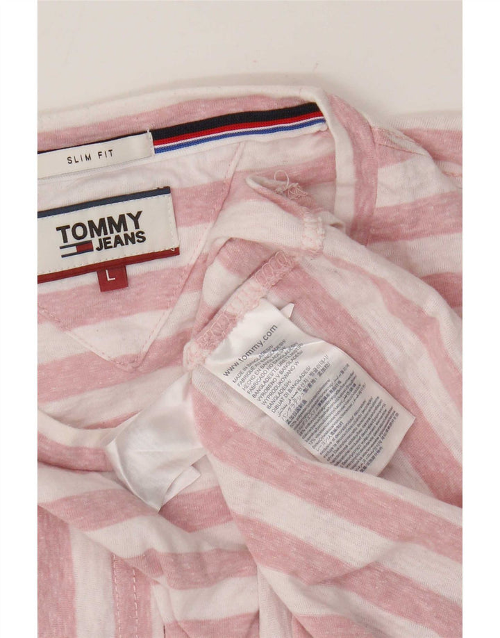Ανδρικό T-Shirt Tommy Hilfiger Top μεγάλο ροζ ριγέ πολυεστέρα