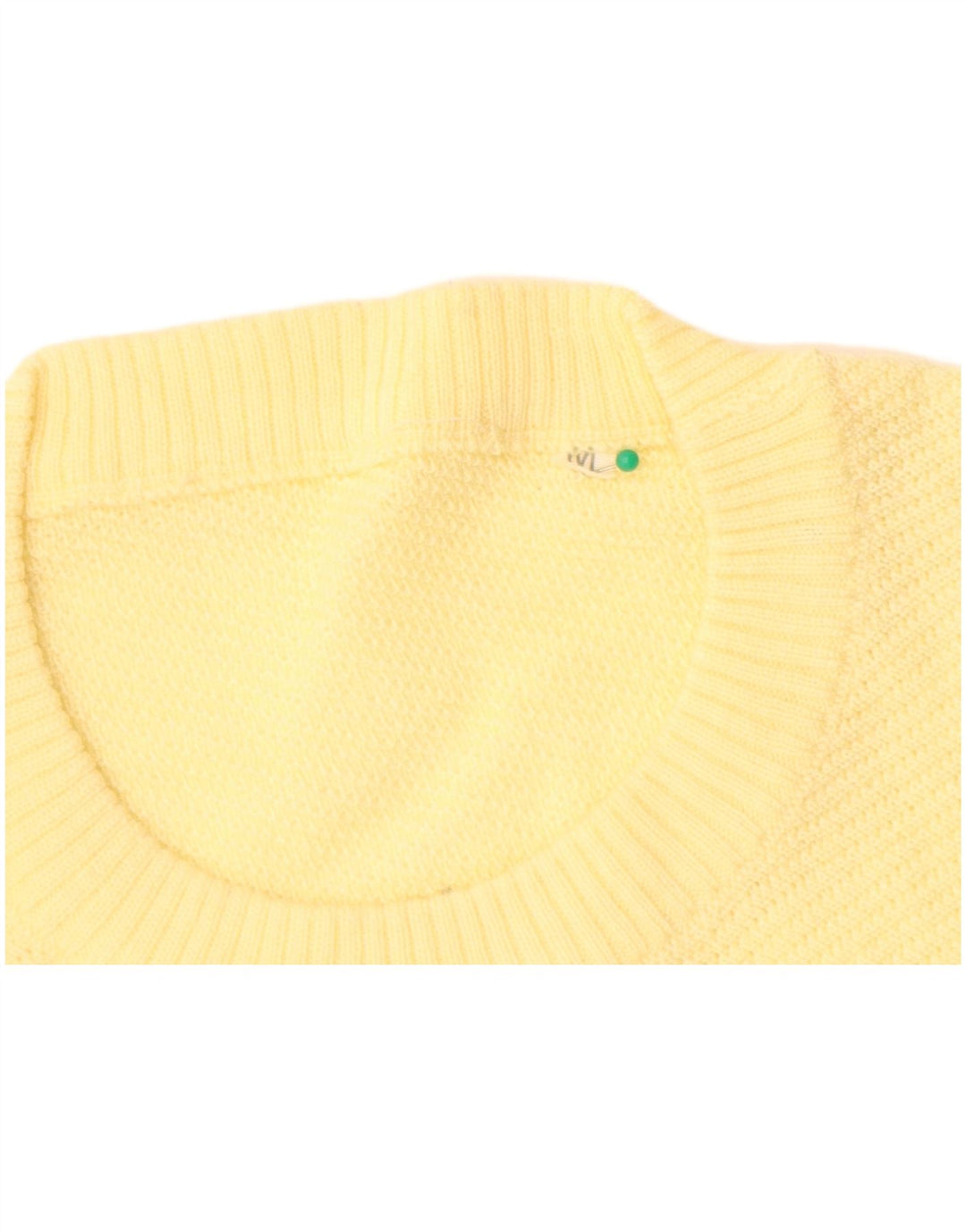 Γυναικείο πουλόβερ με λαιμόκοψη VINTAGE UK 14 Medium Yellow Wool