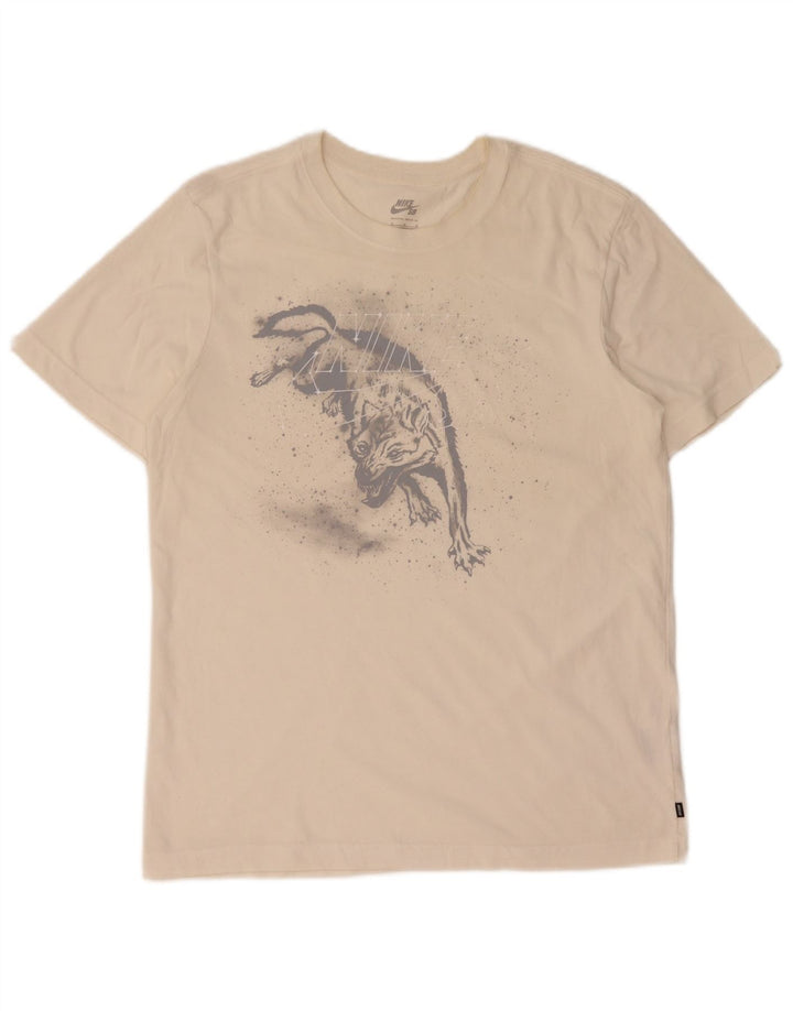 Μπλουζάκι Nike, ανδρικό Dri Fit, γραφικό μπλουζάκι, μεσαίο λευκό βαμβακερό
