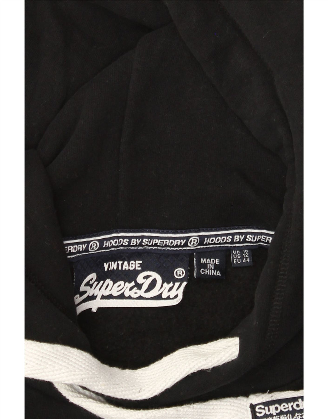 Superdry Γυναικείο Γραφικό Hoodie Jumper UK 16 Large Black