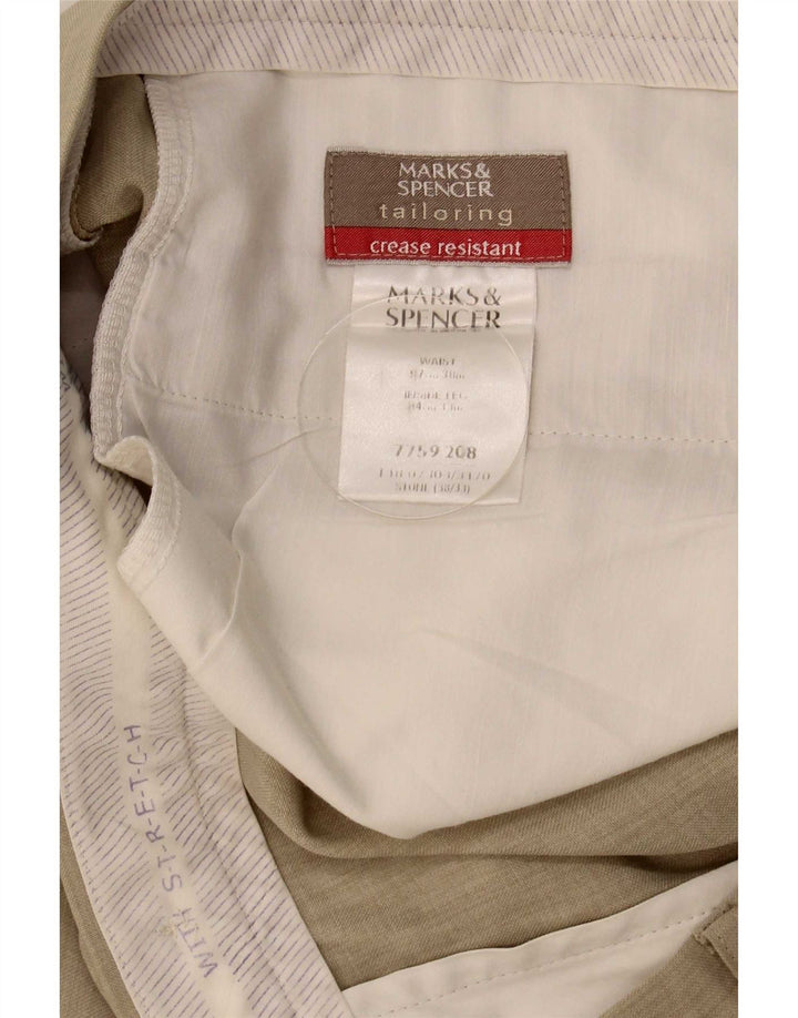 Ανδρικό ίσιο παντελόνι Marks & Spencer W38 L26 Beige Polyester
