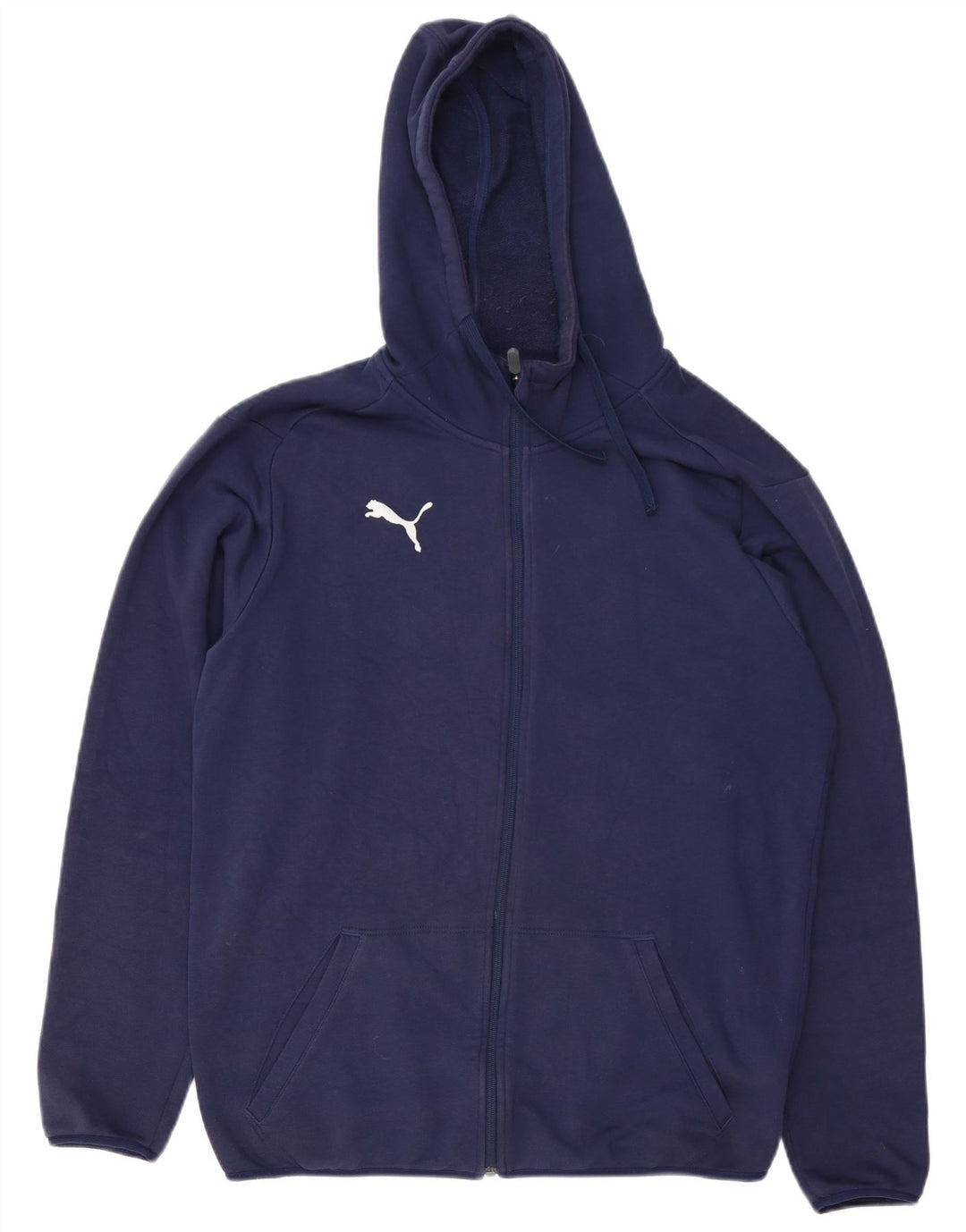 Ανδρικό πουλόβερ με κουκούλα με φερμουάρ Puma, μεσαίο μπλε βαμβακερό