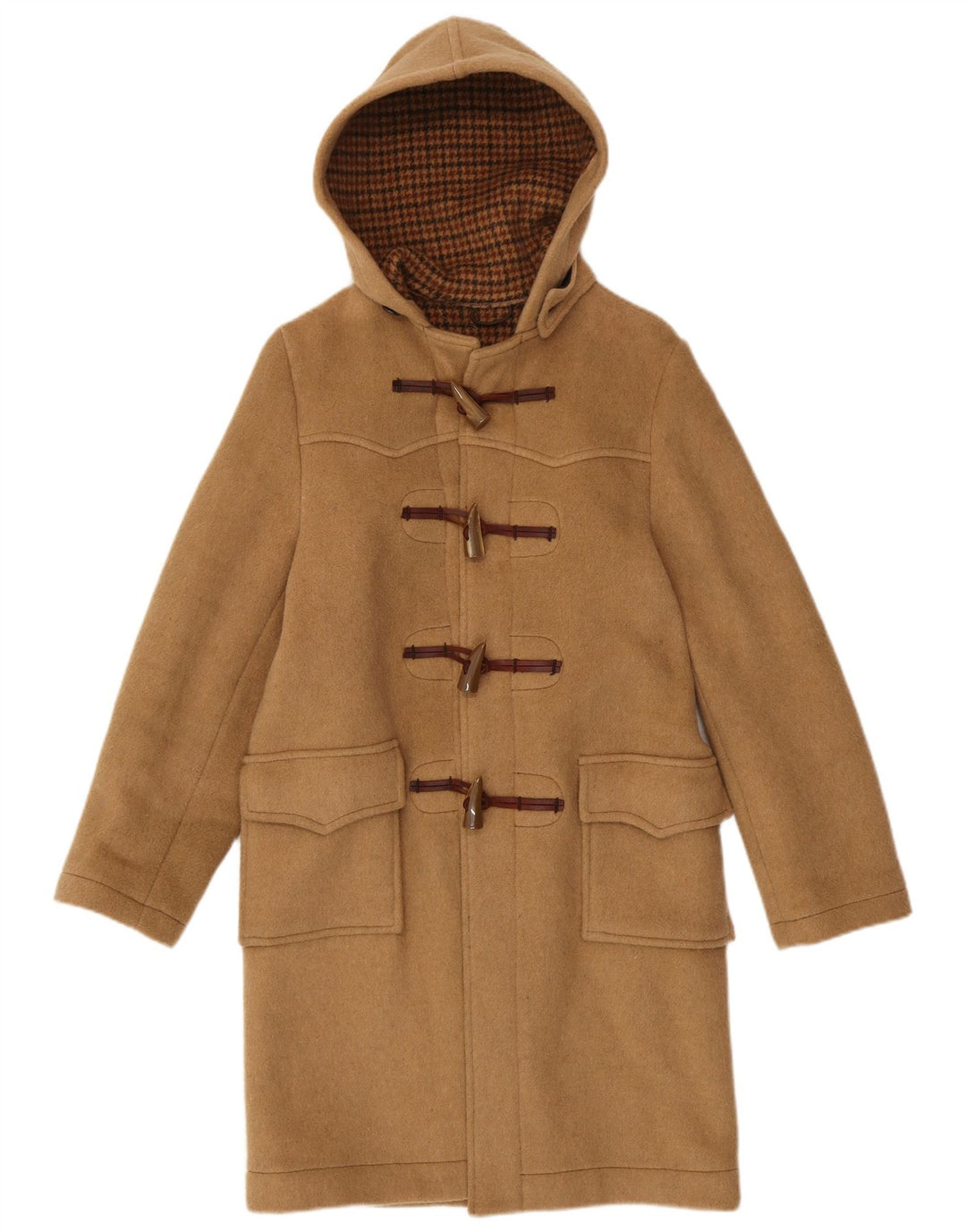 VINTAGE Γυναικείο παλτό Duffle με κουκούλα UK 10 Small Beige