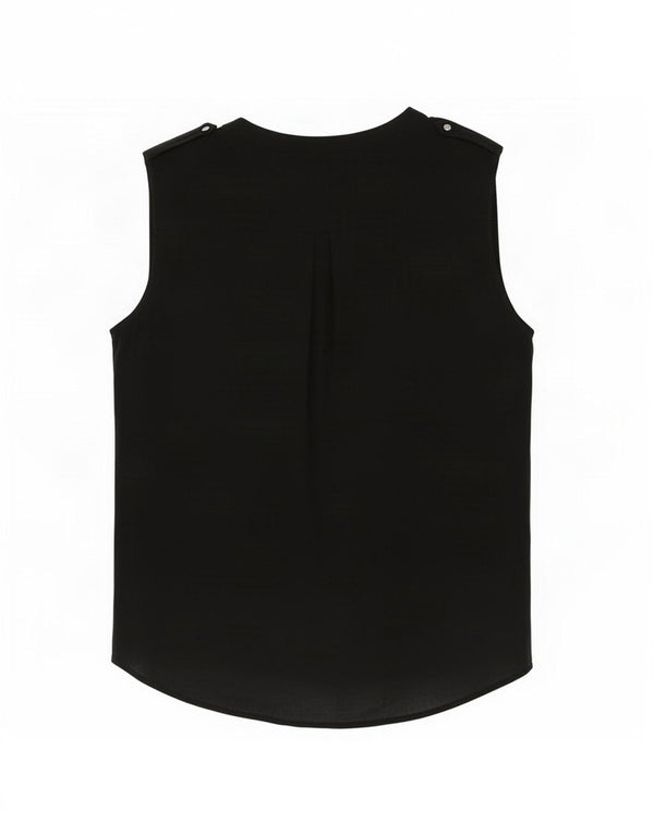 Zara Γυναικεία Αμάνικη Μπλούζα Τοπ UK 14 Medium Black