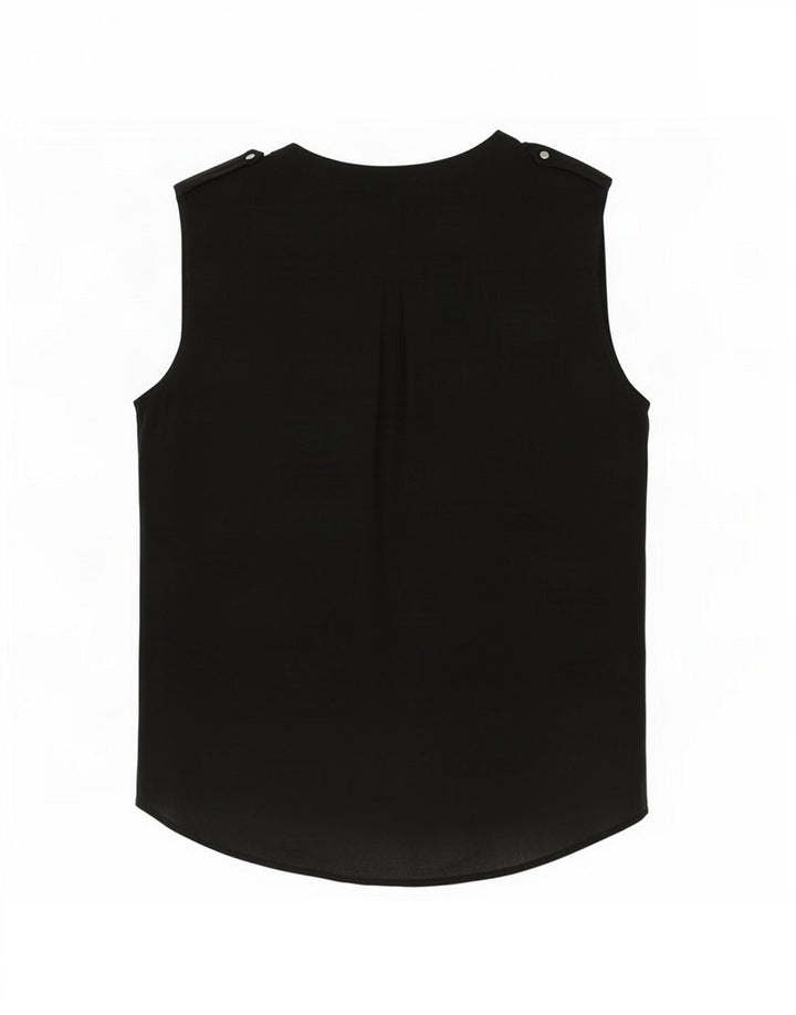 Zara Γυναικεία Αμάνικη Μπλούζα Τοπ UK 14 Medium Black