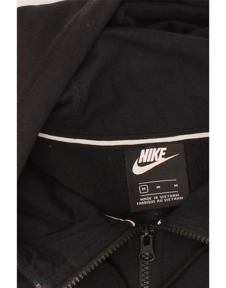 NIKE Mens Graphic Zip Hoodie Sweater Medium Black Cotton