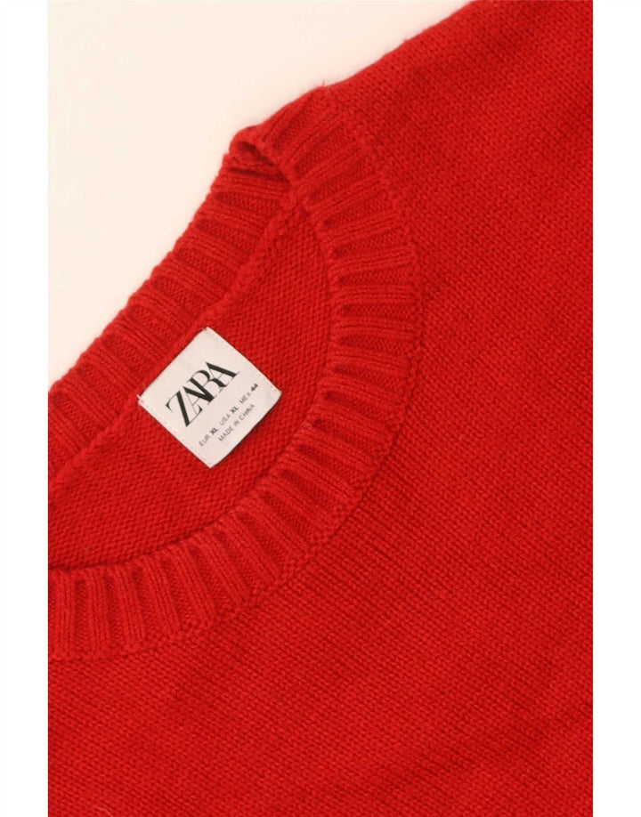 Zara Ανδρικό πουλόβερ με λαιμόκοψη XL Κόκκινο
