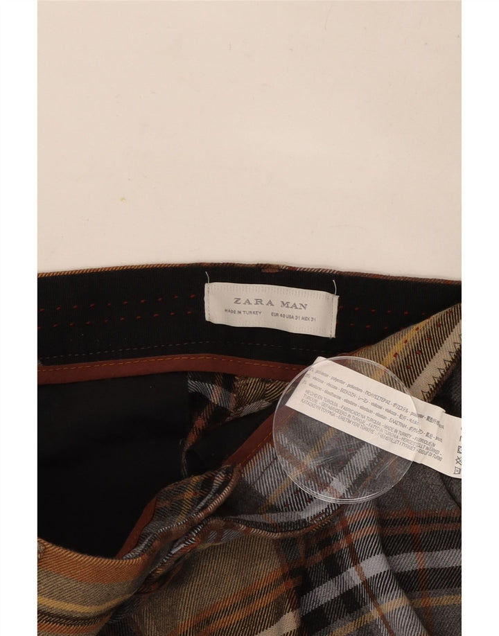 Zara Ανδρικό Slim παντελόνι Chino EU 40 Medium W31 L33 Πολύχρωμο καρό
