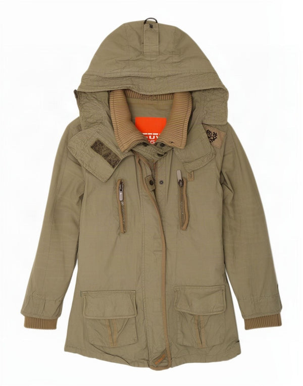 Superdry γυναικείο μπουφάν Parka με κουκούλα UK 12 Medium Khaki Cotton