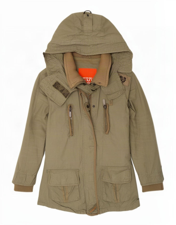 Superdry γυναικείο μπουφάν Parka με κουκούλα UK 12 Medium Khaki Cotton