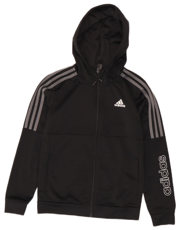 Adidas Boys Graphic Zip Hoodie πουλόβερ 11-12 ετών μαύρο πολυεστέρα